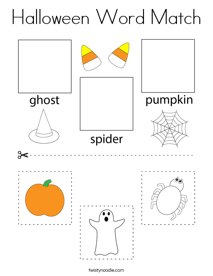 Halloween Word Match Coloring Page