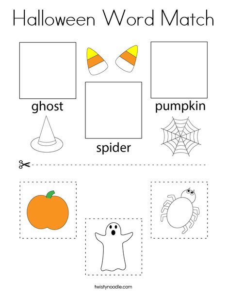 Halloween Word Match Coloring Page