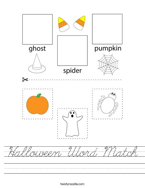 Halloween Word Match Worksheet