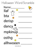 Halloween Word Scramble Coloring Page