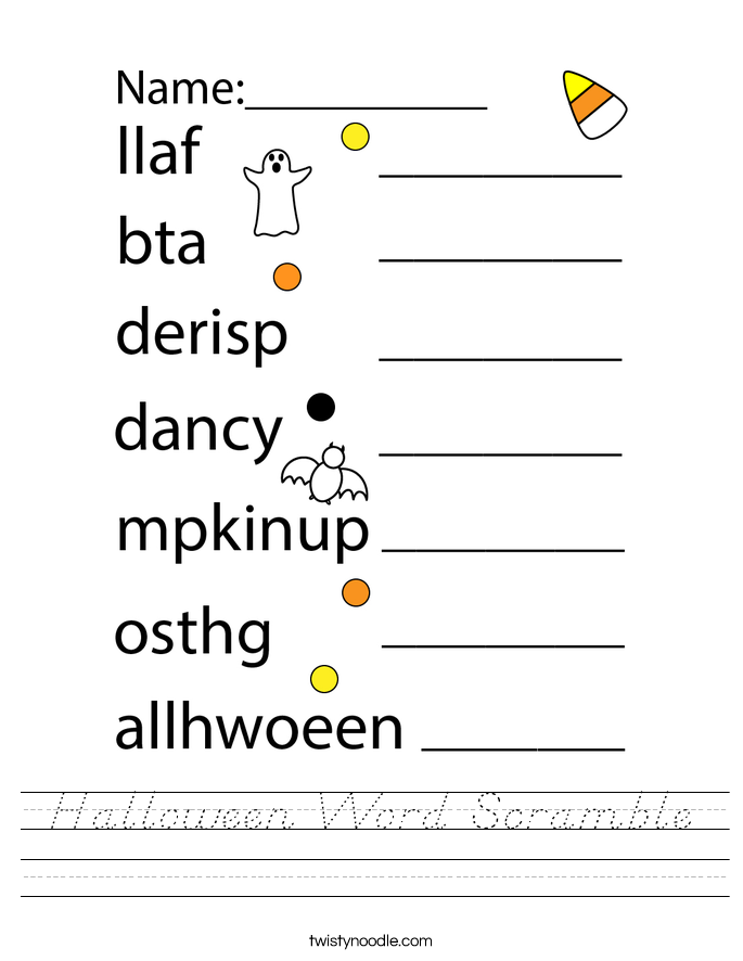Halloween Word Scramble Worksheet