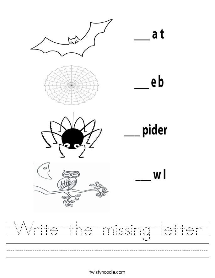 Write the missing letter Worksheet