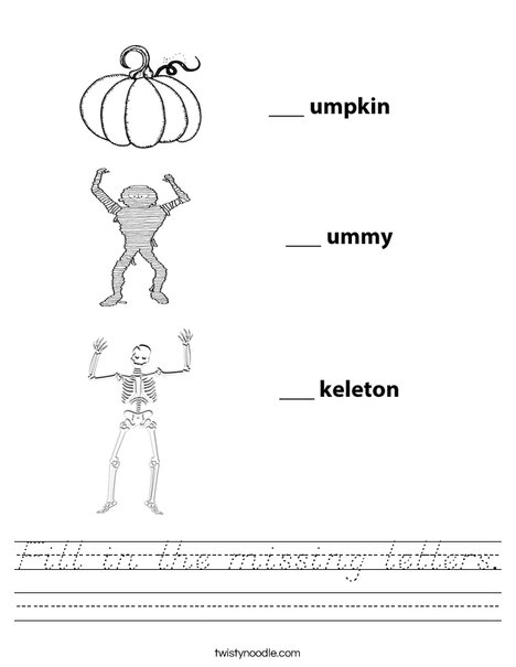 Pumpkin Mummy Skeleton Worksheet