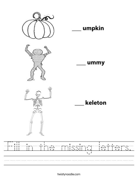 Pumpkin Mummy Skeleton Worksheet