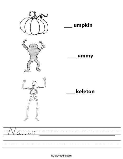 Pumpkin Mummy Skeleton Worksheet