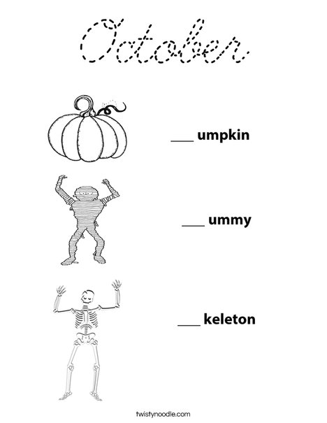 Pumpkin Mummy Skeleton Coloring Page