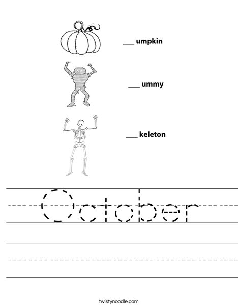 Pumpkin Mummy Skeleton Worksheet