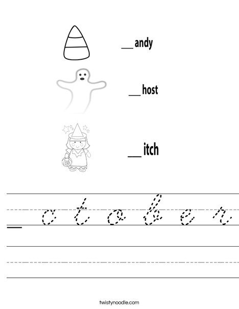 Candy Ghost Witch Worksheet