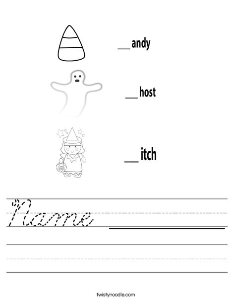 Candy Ghost Witch Worksheet