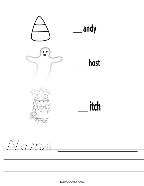Candy Ghost Witch Worksheet