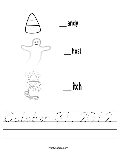 Candy Ghost Witch Worksheet