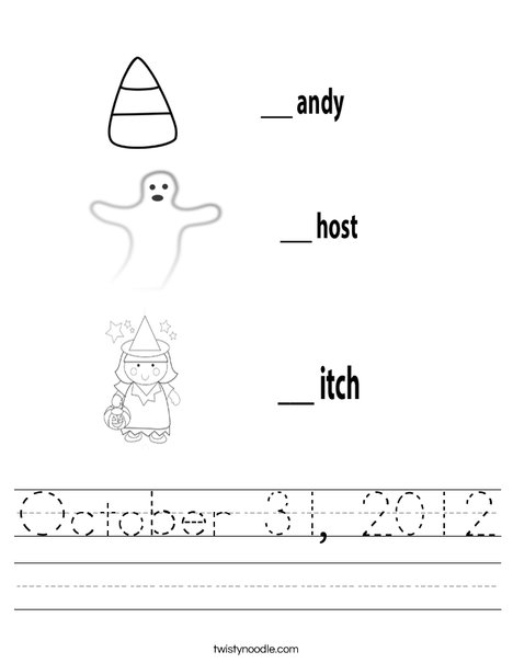 Candy Ghost Witch Worksheet