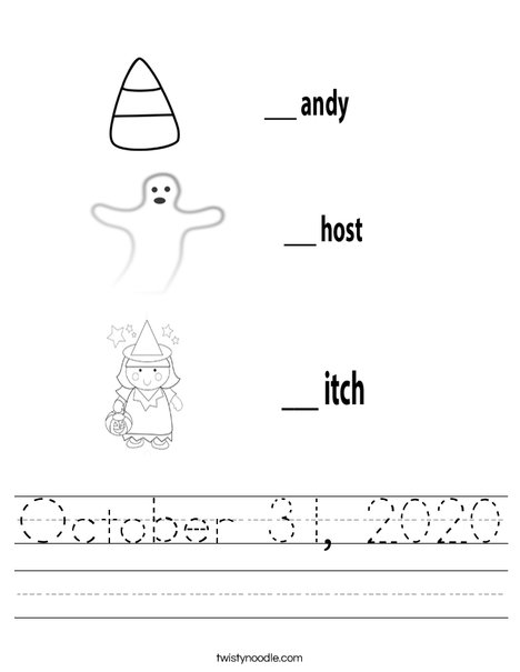 Candy Ghost Witch Worksheet