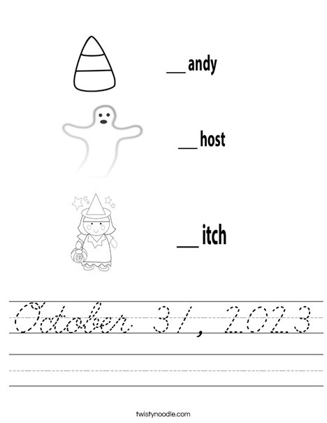 Candy Ghost Witch Worksheet
