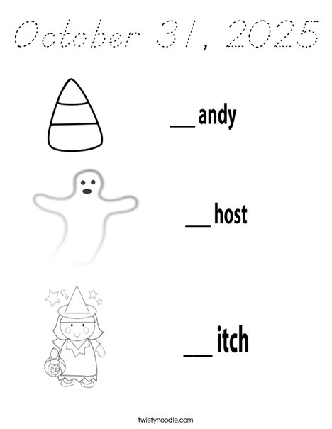 Candy Ghost Witch Coloring Page