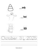 October 31, 2025 Handwriting Sheet