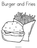 Burger and Fries Coloring Page
