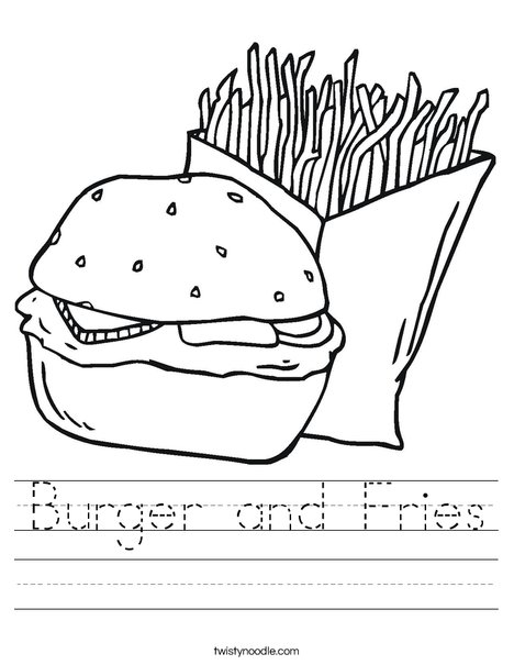Hamburger and Fries Worksheet