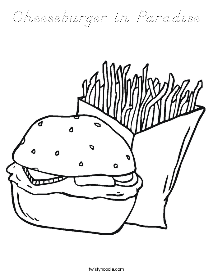 Cheeseburger in Paradise Coloring Page