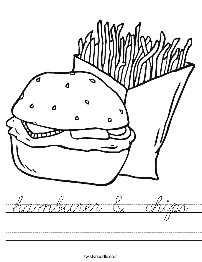 hamburer &  chips Worksheet