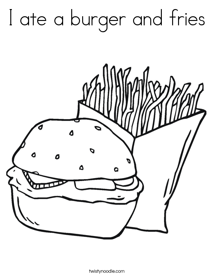 I ate a burger and fries Coloring Page