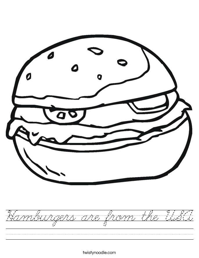 Hamburgers are from the USA Worksheet