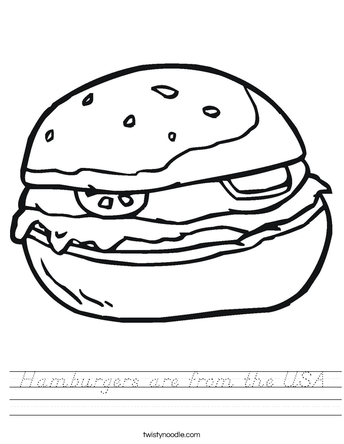 Hamburgers are from the USA Worksheet