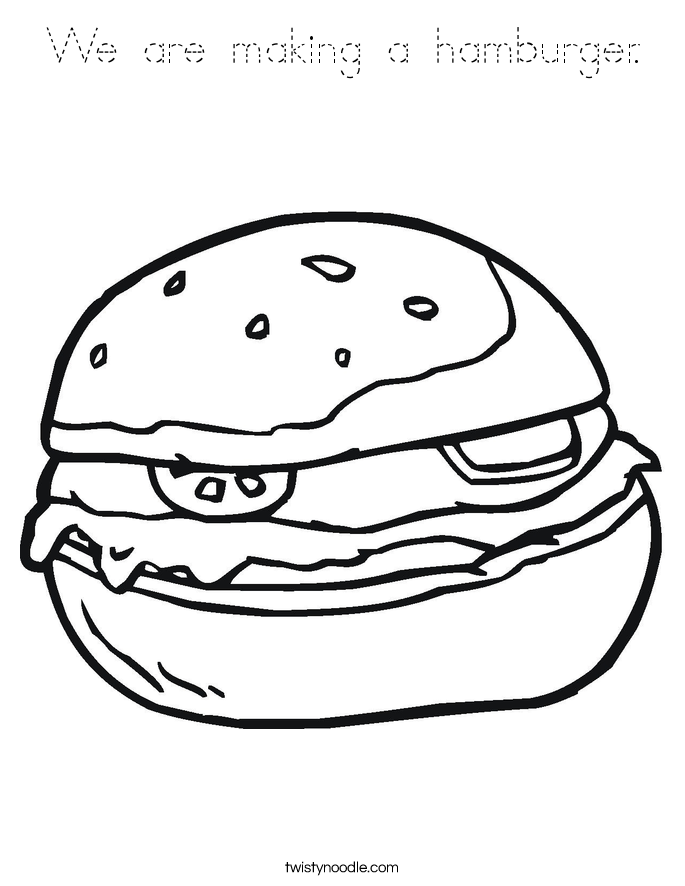 We are making a hamburger. Coloring Page