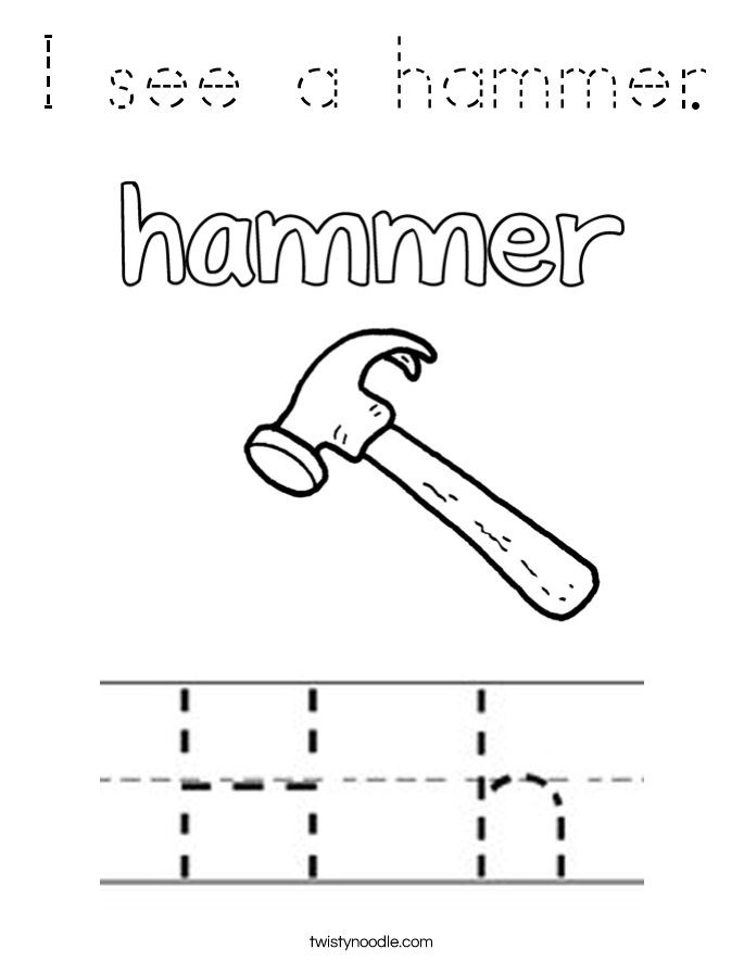 I see a hammer. Coloring Page