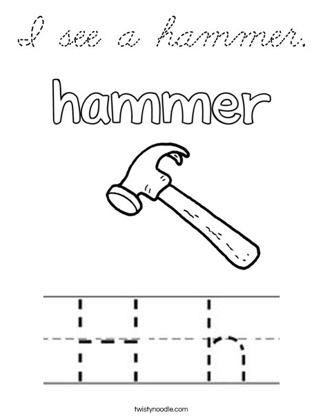 Download I see a hammer Coloring Page - Cursive - Twisty Noodle