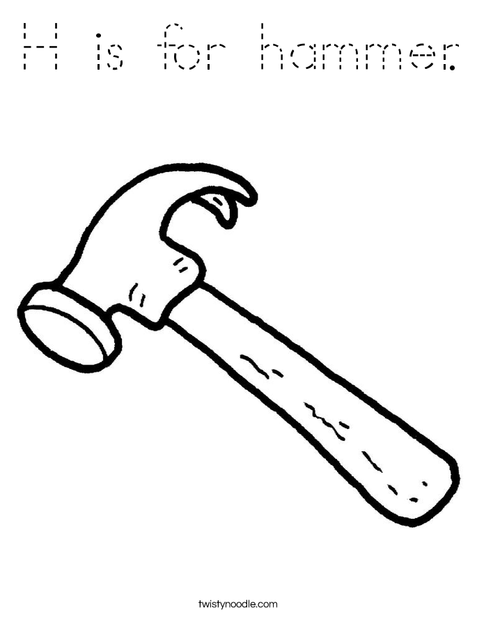 H is for hammer. Coloring Page