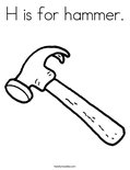 H is for hammer.Coloring Page