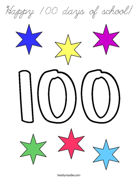 Happy 100 days of school! Coloring Page
