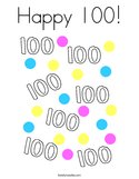 Happy 100 Coloring Page