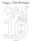 Happy 10th Birthday Coloring Page