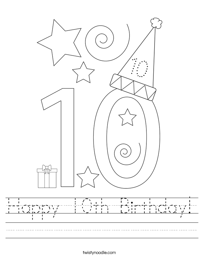 Happy 10th Birthday! Worksheet
