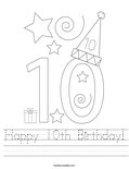 Happy 10th Birthday! Worksheet
