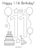 Happy 11th Birthday Coloring Page