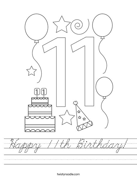 Happy 11th Birthday! Worksheet