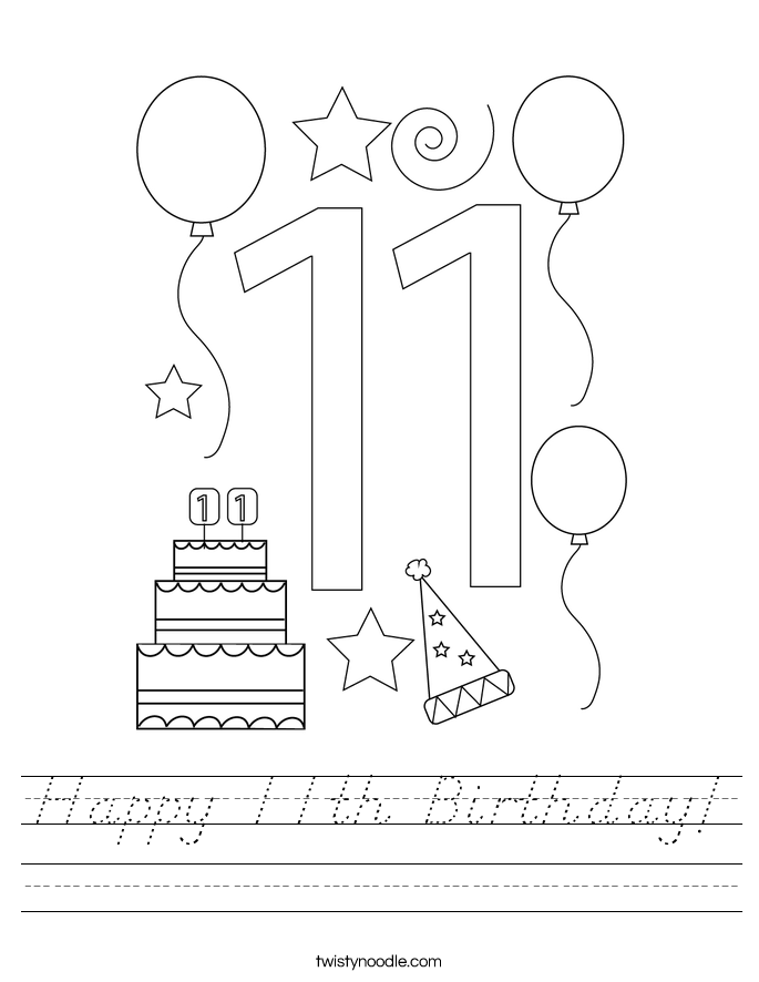 Happy 11th Birthday! Worksheet