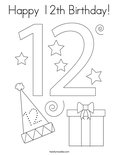 Happy 12th Birthday! Coloring Page