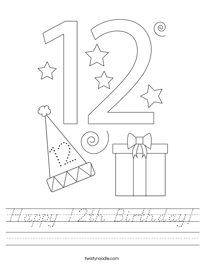Happy 12th Birthday! Worksheet
