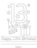 Happy 13th Birthday! Worksheet