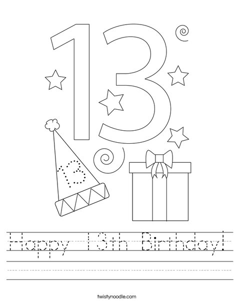 Happy 13th Birthday! Worksheet
