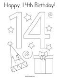 Happy 14th Birthday Coloring Page