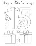 Happy 15th Birthday Coloring Page