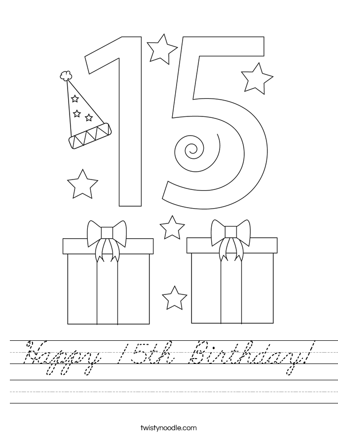 Happy 15th Birthday! Worksheet