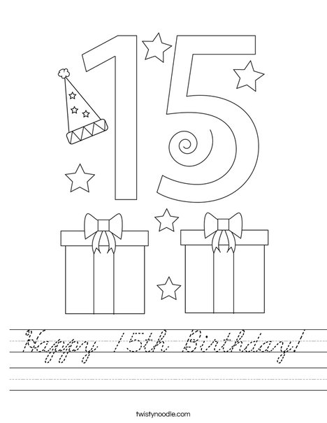Happy 15th Birthday! Worksheet