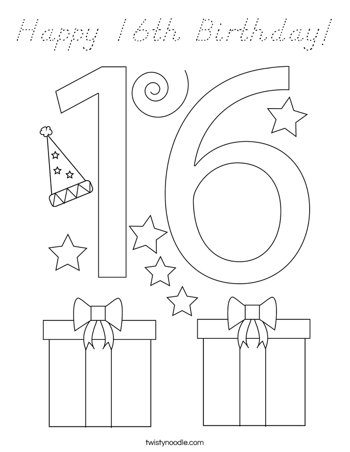 Happy 16th Birthday! Coloring Page