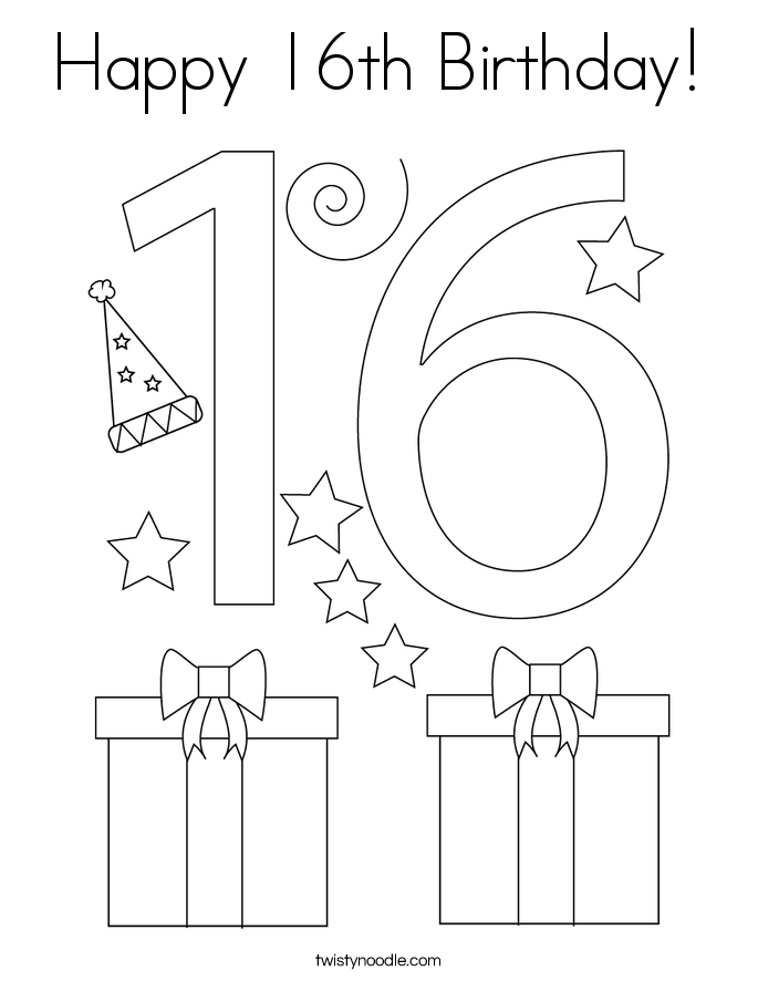 Happy 16th Birthday! Coloring Page